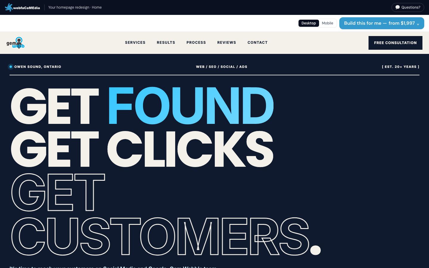 Gem Webb homepage redesign preview